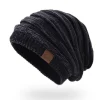 Leather Label Knitted Hat Warm Hat For Men And Women by Inlyline