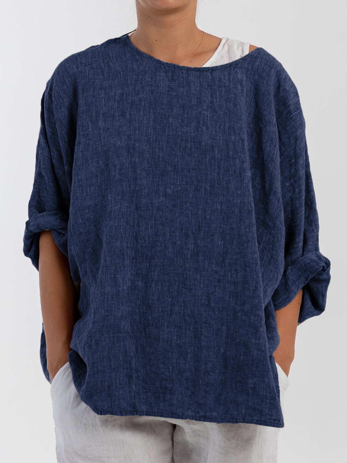 Women Blouses Batwing Long Sleeves Solid Casual Tops