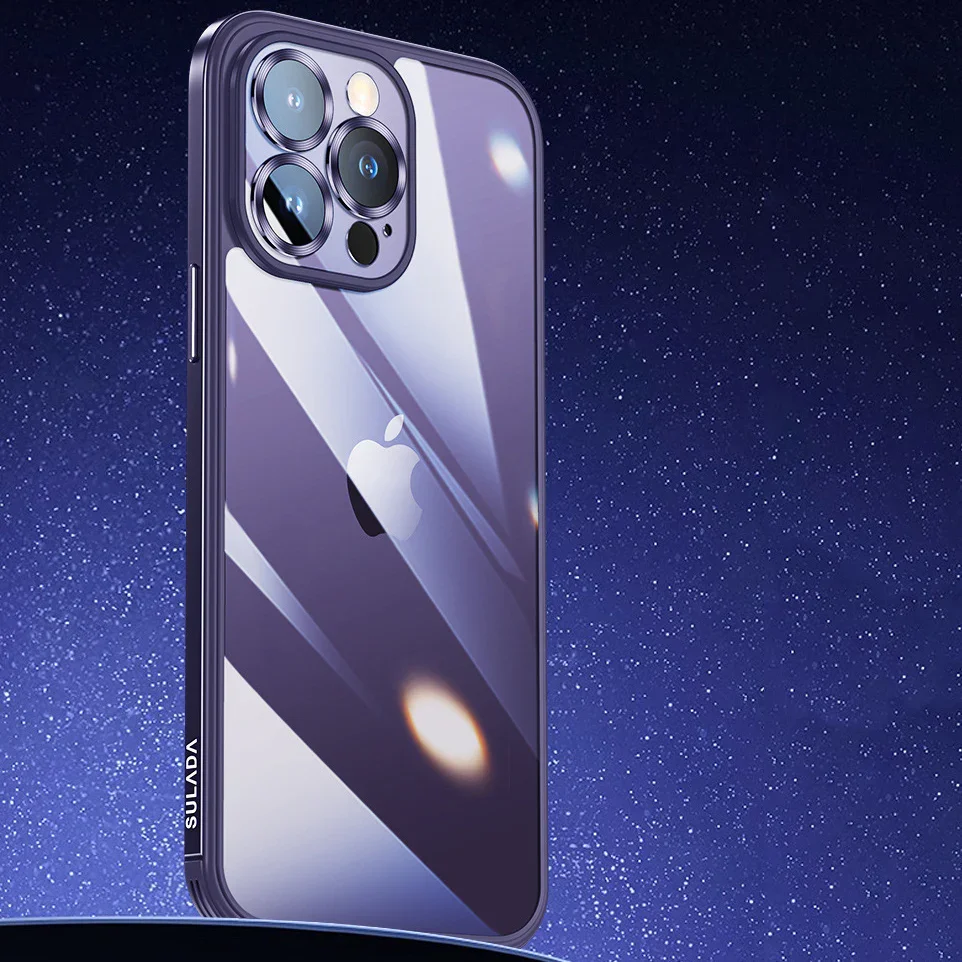 For iPhone13/14 Lens Nano Glass Metal Frame Phone Case