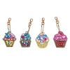 4pcs DIY Keychain Diamond Painting Cake Ice Cream Key Ring Pendant Gift