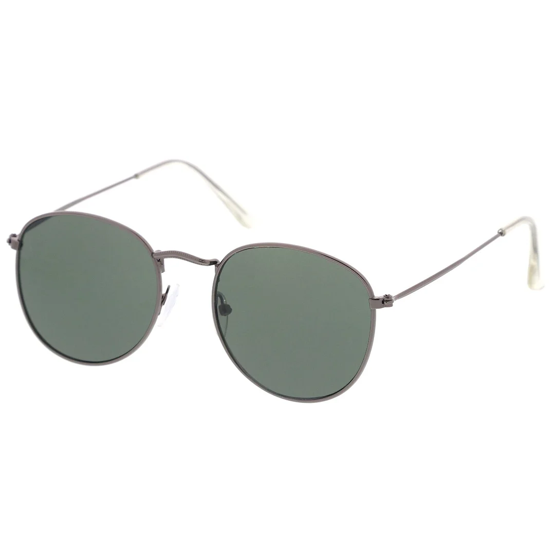 Classic Full Metal Frame Slim Temple Round glasses 45mm