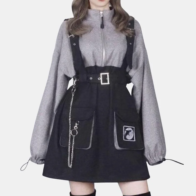 Pockets Chained Hoodie Dress