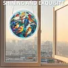 (18.5cm)DIY Acrylic Jigsaw Puzzle Window Hanging with Hanging Chain DIY Stained Glass Decoration Round Window Puzzle Decor for DIY Craft Project (Birds)