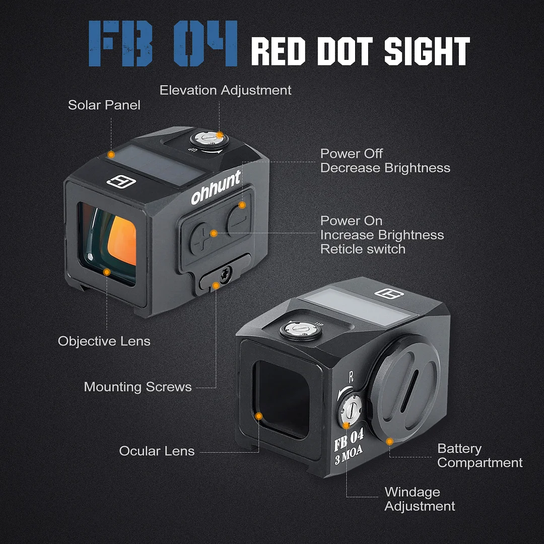 ohhunt® 1x18x20 Enclosed Red Dot Sight Shake Awake Red Dot Multi-reticle System Solar Failsafe with 507C and Doctor Adapter Plates
