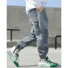Kid Boys Pure Cotton Washed Letters Jeans Pants