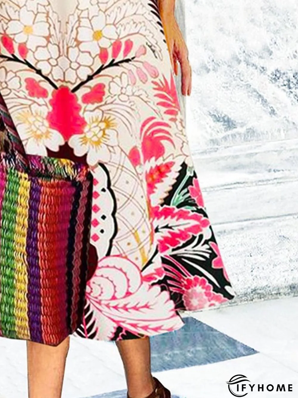 Cotton-Blend Half Sleeve Vintage Weaving Dress | IFYHOME