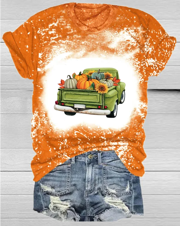 Thankful Pumpkins Bleached T-Shirt