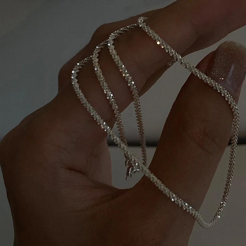 Christmas Gift Popular Alloy Sparkling Clavicle Chain Choker Necklace For Women Fine Jewelry Wedding Party Birthday Gift