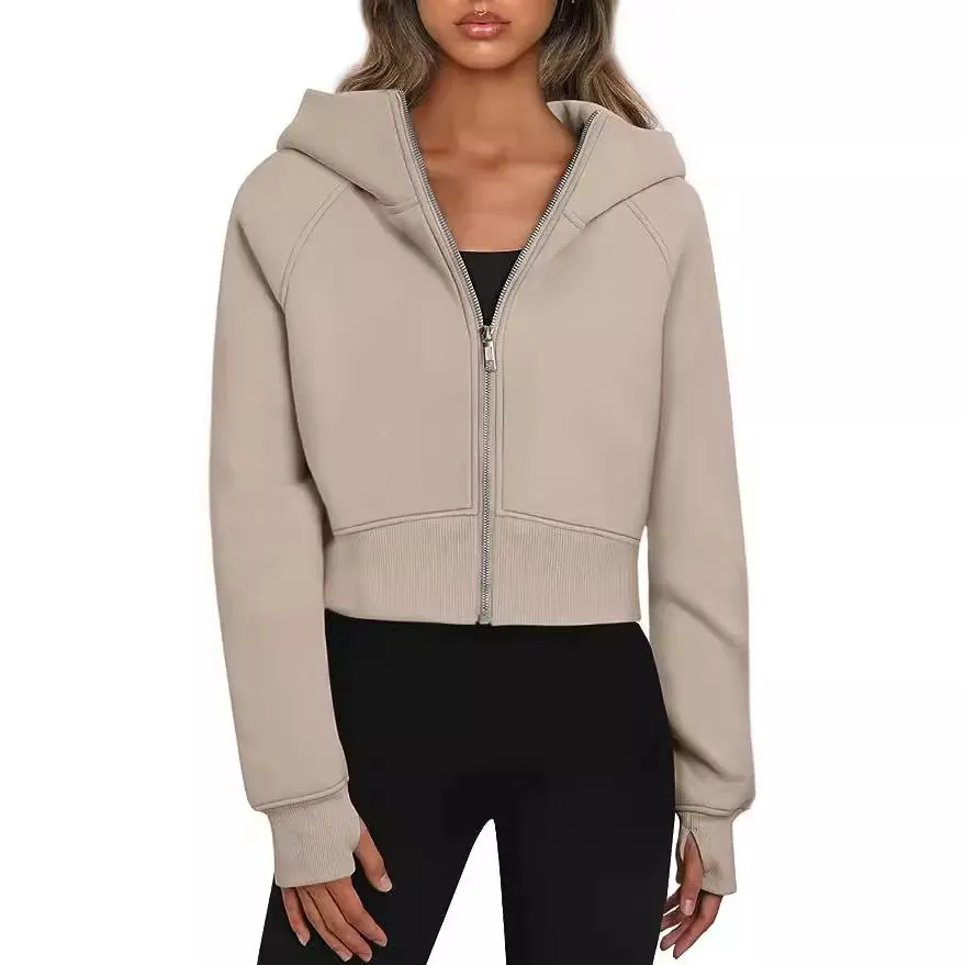 Nigikala Nigikala Korean Version Of The Autumn And Winter 2025 Version Of The Fashion Hooded Pocket Zipper Plus Velvet Jacket
