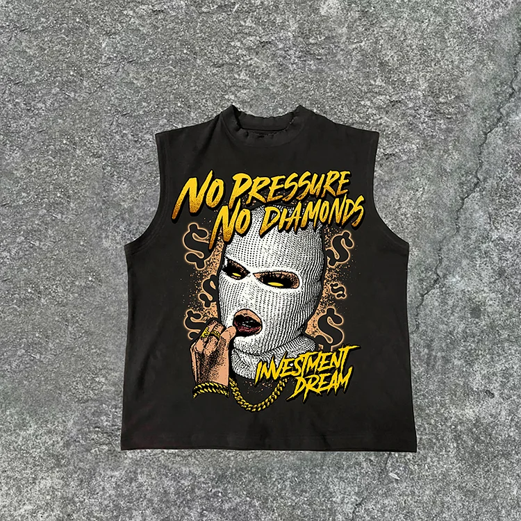 Retro No Pressure, No Diamonds 100% Cotton Casual Tank Top