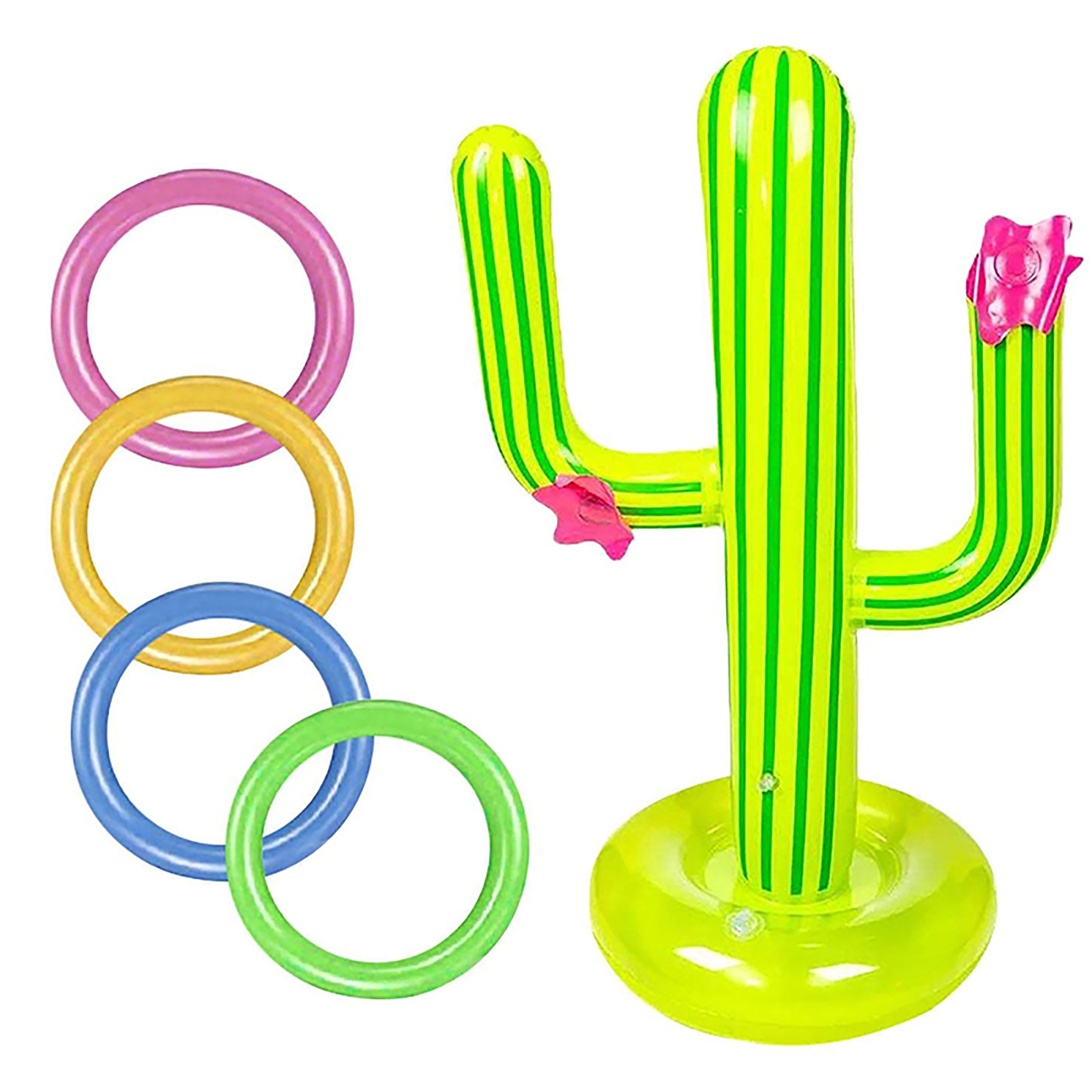 

Water Game Inflatable Cactus Ring Toss Game Set Pool Lawn Party Toy (A), 501 Original