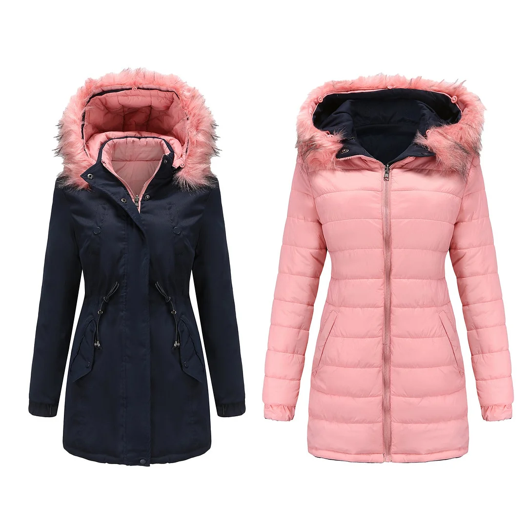 Reversible Wear Detachable Fur Collar Detachable Hat Women Jacket