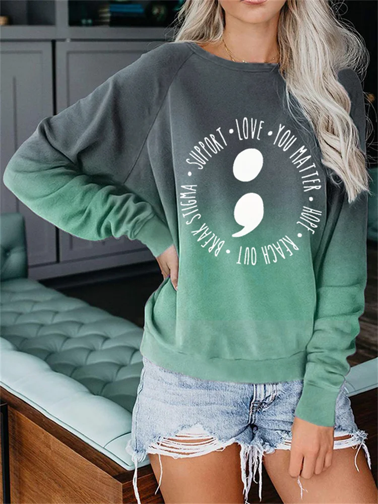 Semicolon Mental Health Awareness Gradient Sweatshirt