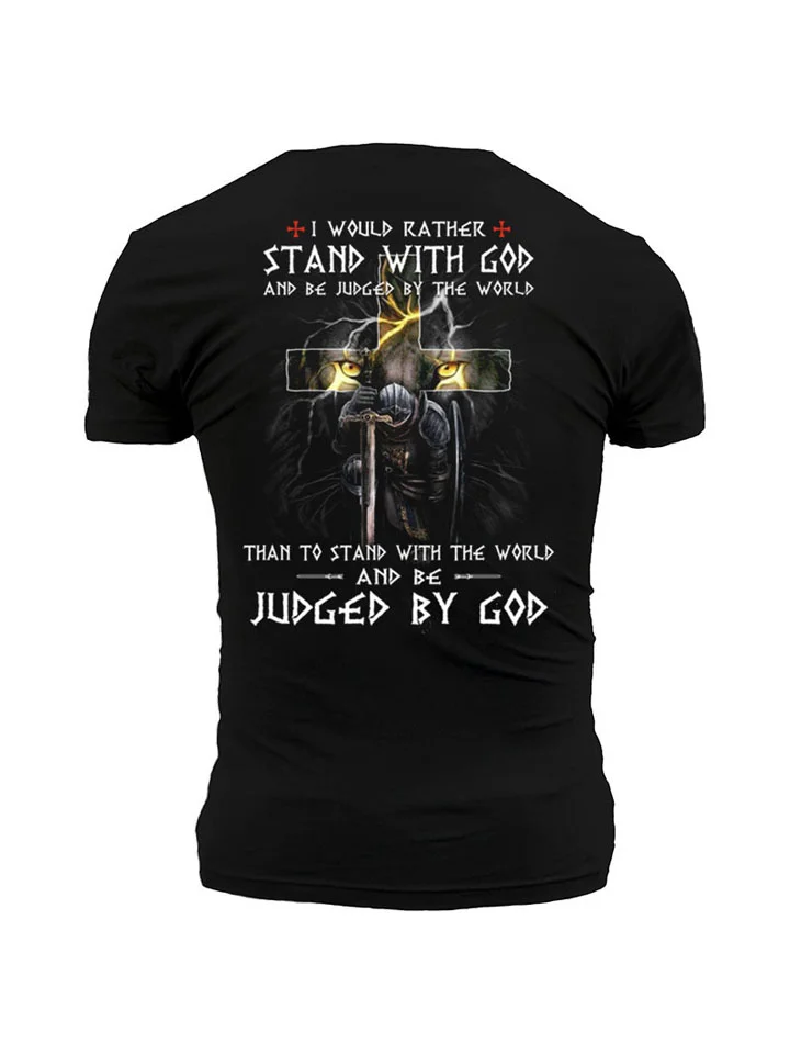 JUDGED BY GOD Black Round Neck Cotton Top