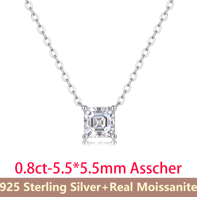 Emerald Heart Kite Princess Asscher Marquise Moissanite Diamond Necklaces Pendants S925 Sterling Silver Plated Jewelry For Women