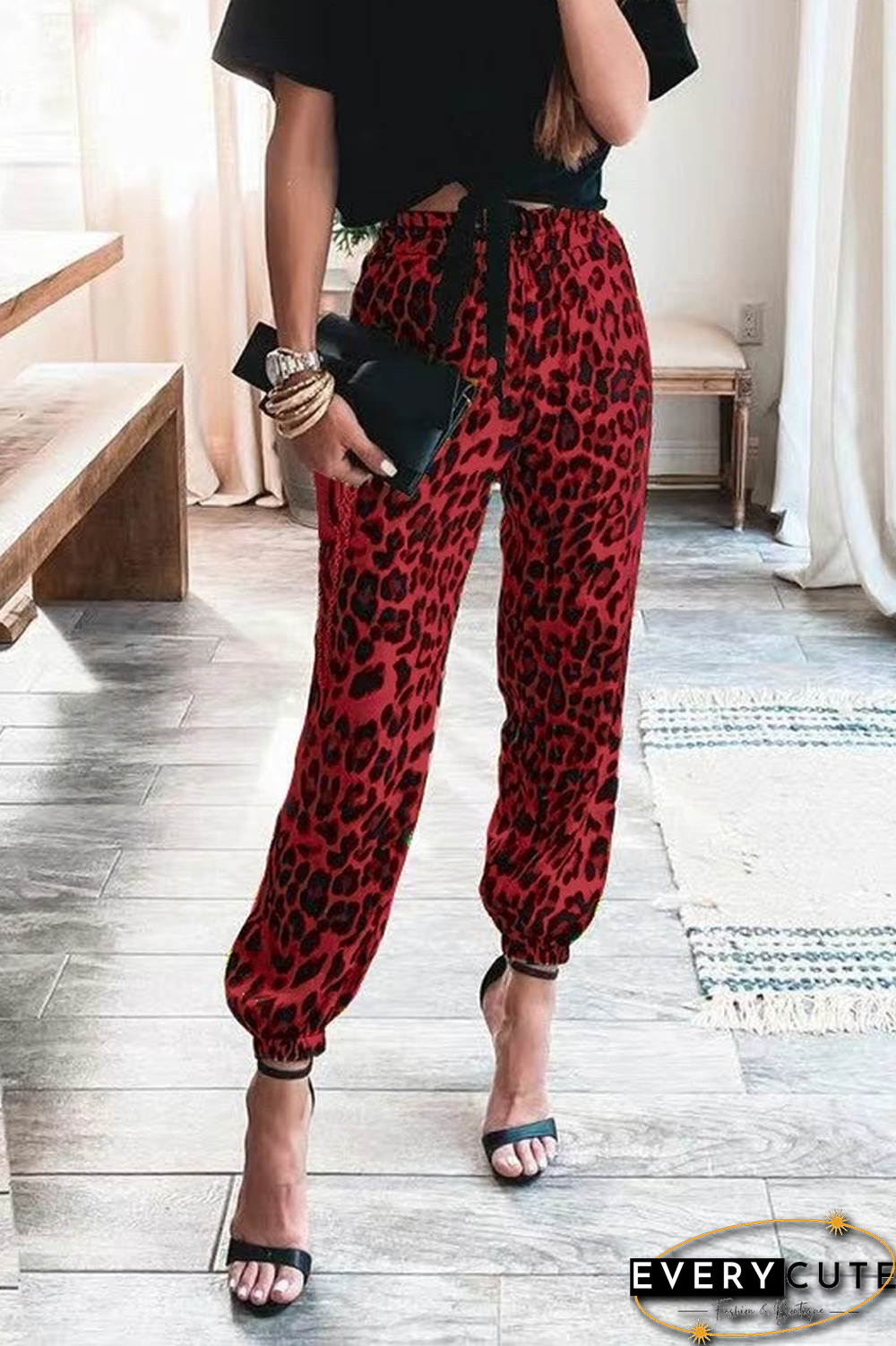 KarliDress If I Could Escape Leopard Pants P12591