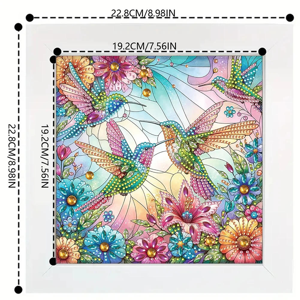 5D DIY Partial Special Shaped Drill Diamond Painting Kit Hummingbird Decor(19.2*19.2cm)【With Frame】