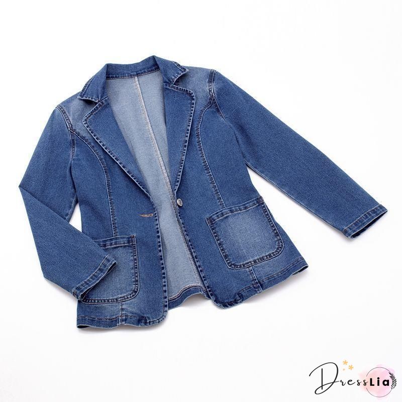 Shawl Collar Plain Denim Denim Jacket
