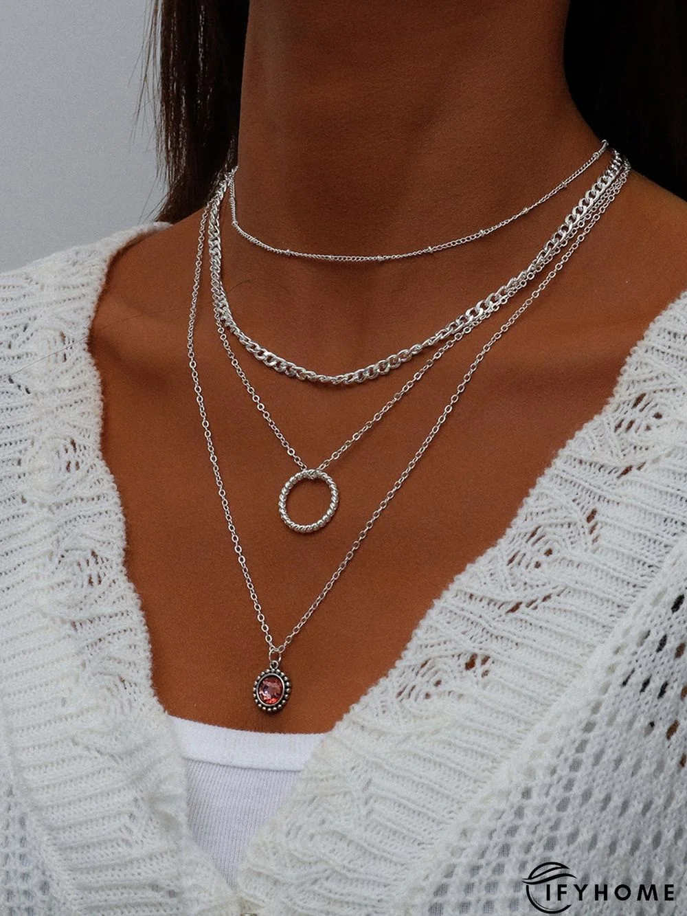 Boho Small Gem Chain Layer Necklace Resort Beach Jewelry | IFYHOME