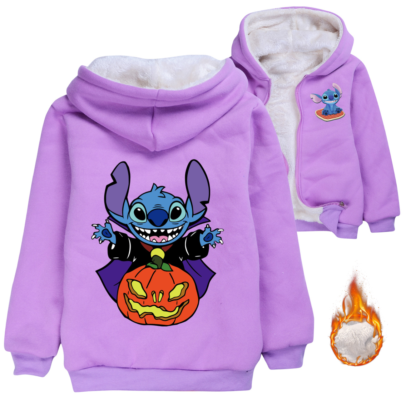 Halloween Stitch Kids' Zipper Winter Cotton Jacket for Boys and Girls 3723 -Mayoulove
