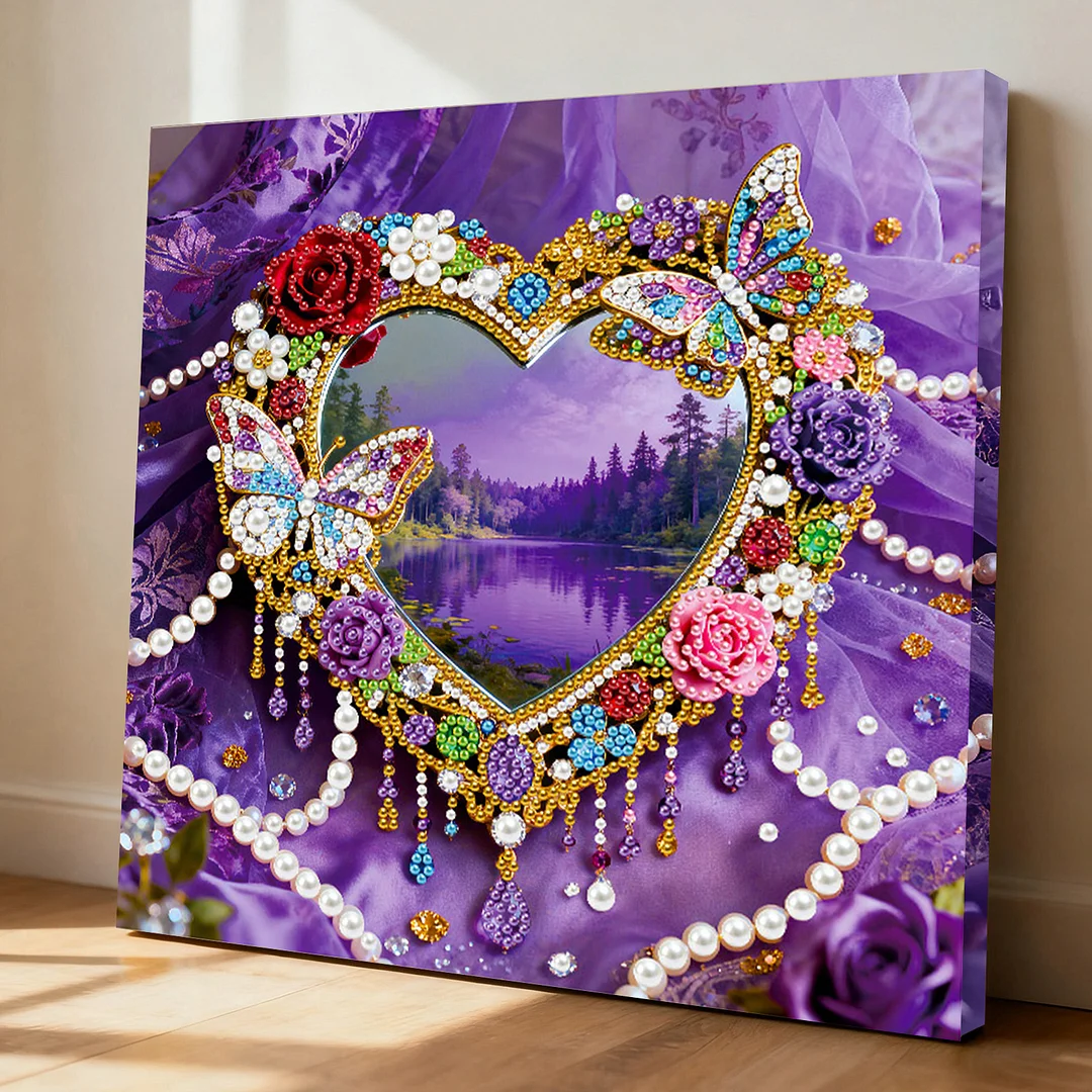 Heart DIY Pearl Art Diamond Painting Kit for Adult Home Decor 25x25cm With Frame