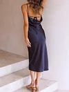 Solid Color One-Shoulder Backless Sexy Slim Midi Dress