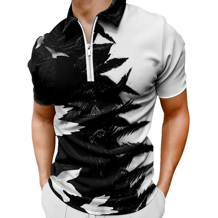 BrosWear Fashion Men's Patchwork Short Sleeve  Polo Shirt