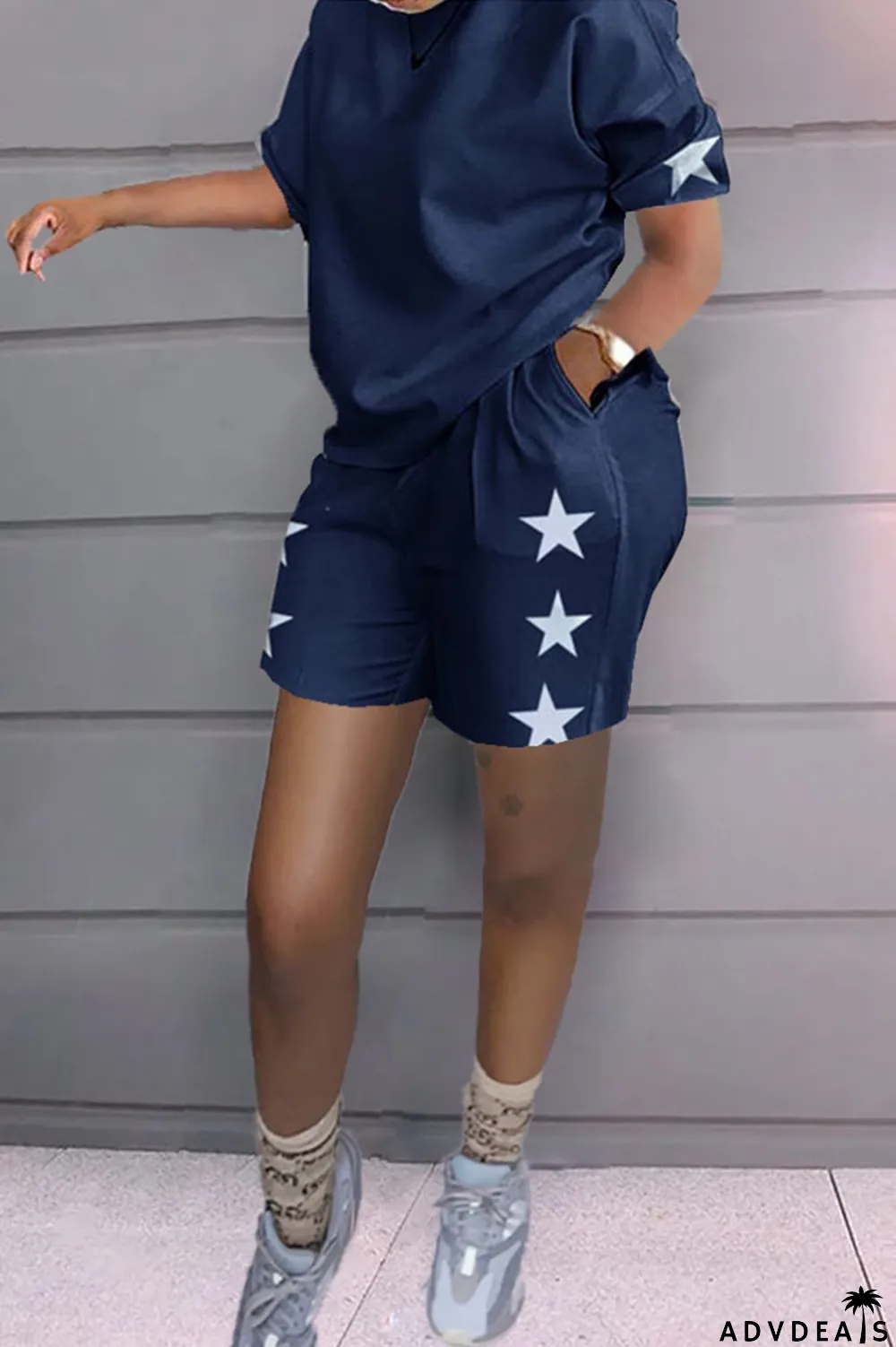 Leopard Print Casual Print Patchwork O Neck Short Sleeve Two Pieces