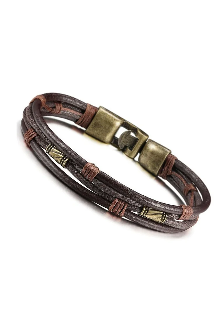 Fashion Multilayer Men'S Leather Bracelet