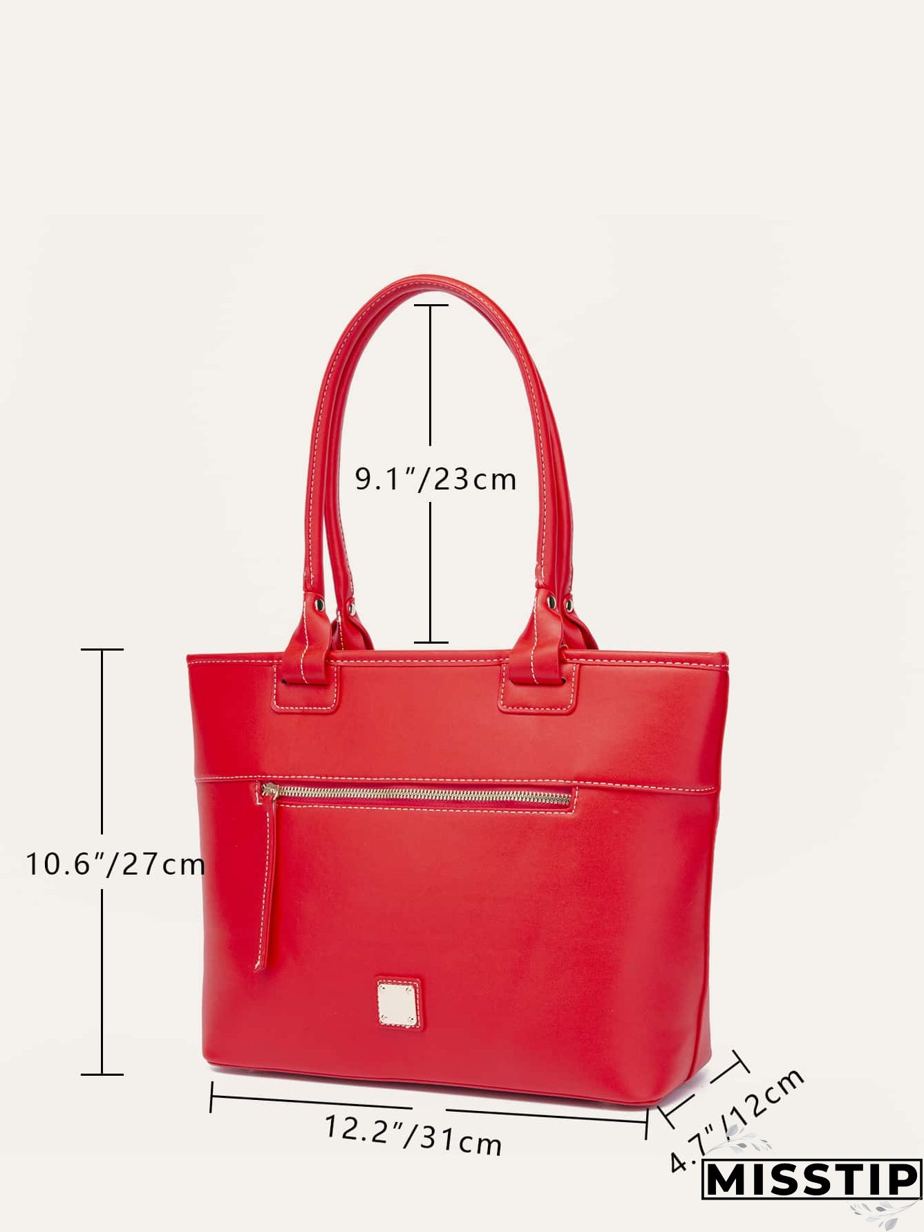 Patch Detail Shoulder Tote Bag