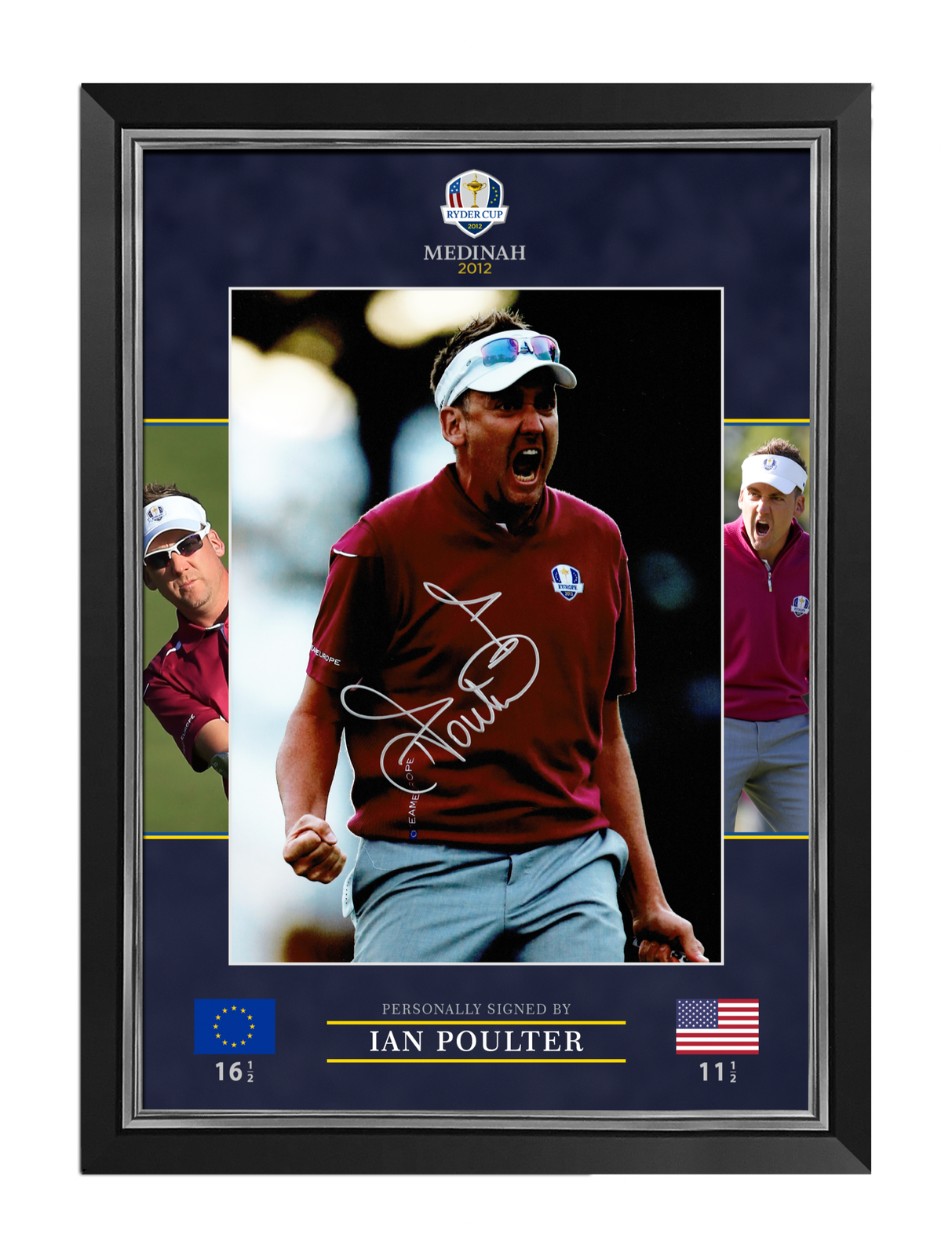 Ian Poulter Signed & Framed 16X12 Photo Poster painting Ryder Cup Private SIGNING AFTAL COA (G)