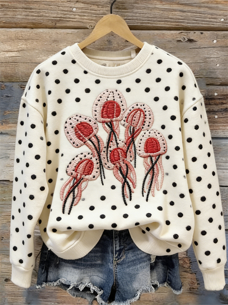 Lovely Jellyfish Vintage Polka Dots Sweatshirt wearshes