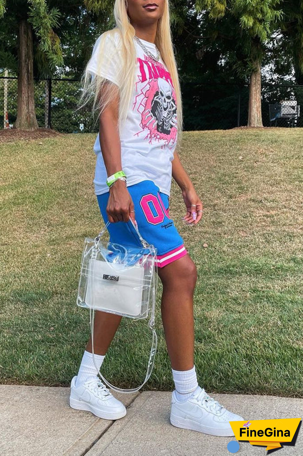 Black Street Daily Print Patchwork O Neck T-Shirts