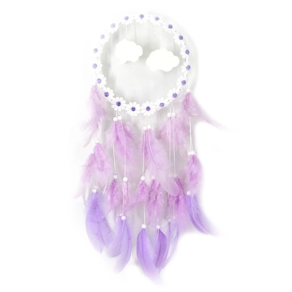 LED Flower Cloud Feather Dreamcatcher String Light Decorative Lamp (Purple)