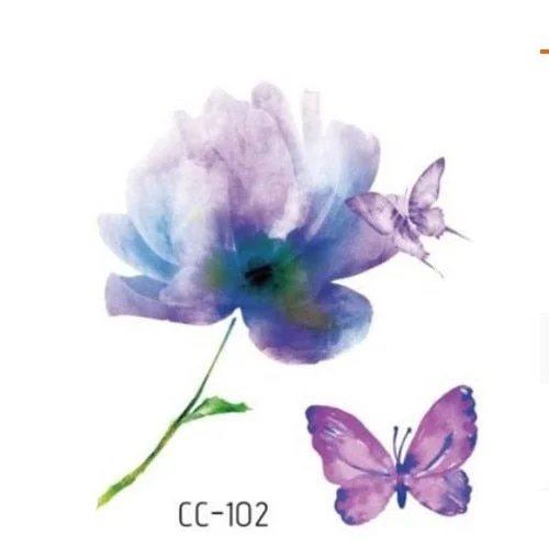 Temporary Tattoos Sticker for Women Body Art Tattoo Sticker 3D Butterfly Rose Flower Feather Tattoo Waterproof 6X6cm Gift