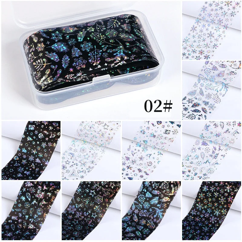 10Pcs/Bag Marble Nail Art Transfer Foil Sticker Flower French Tip Wraps Adhesive Decals Nails Decoration Manicures Accessories-Nail Inspo