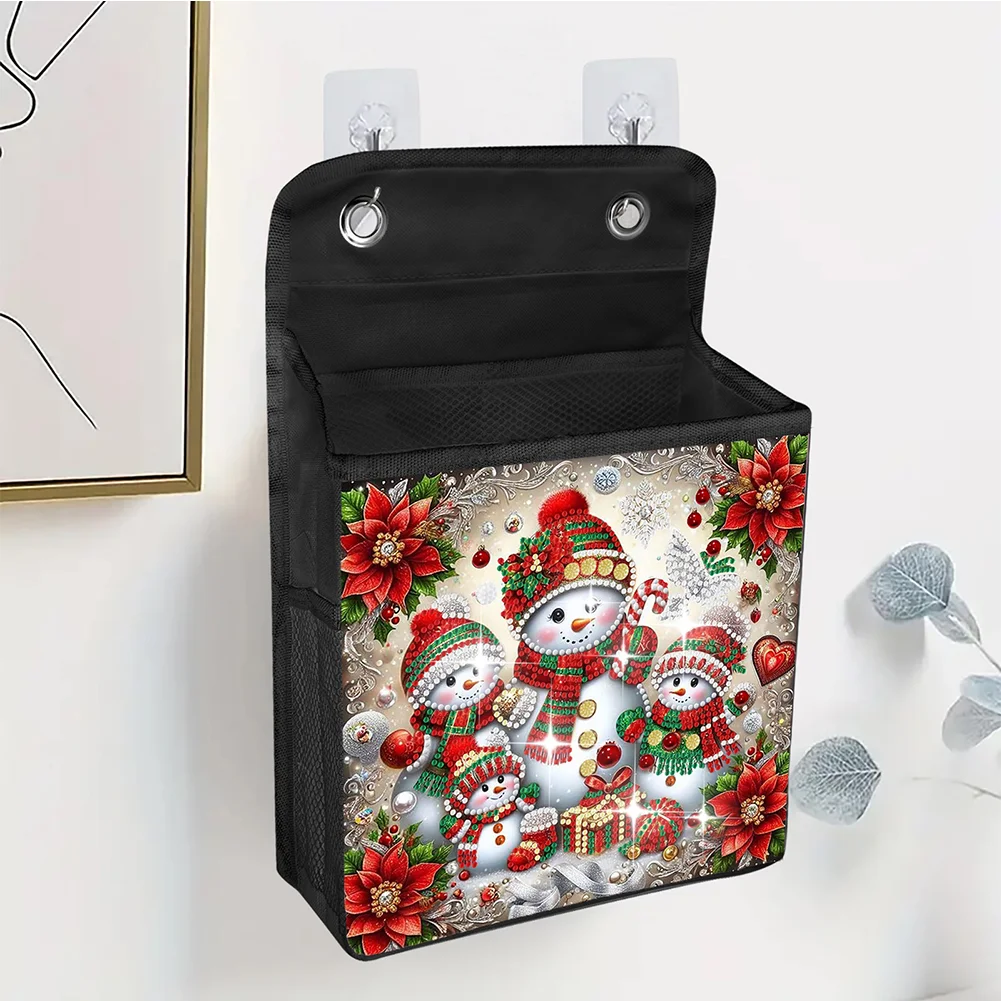 5D DIY Snowman Family Diamond Painting Hanging Storage Bag Diamond Art Organizer Box Home Decor 