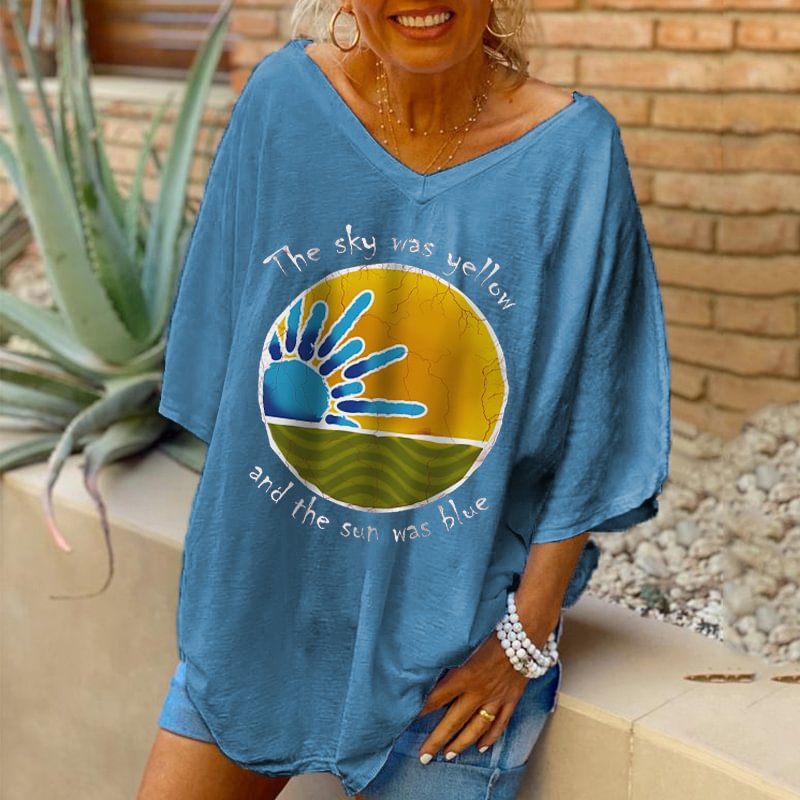 The Sky Was Yellow And The Sun Was Bllue Three Quarter Sleeve T-shirt