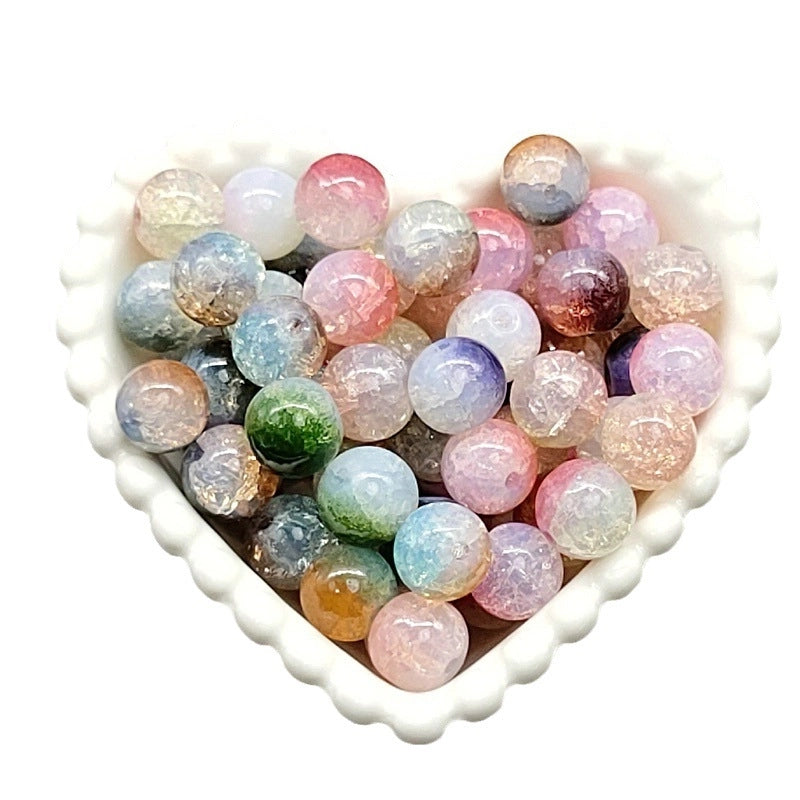 New 8/10mm Water Dyed Protein Jade Broken New Chinese Style Gold Sprinkling Glass Bead DIY Bracelet Ornament Straight Hole Beads Loose Beads