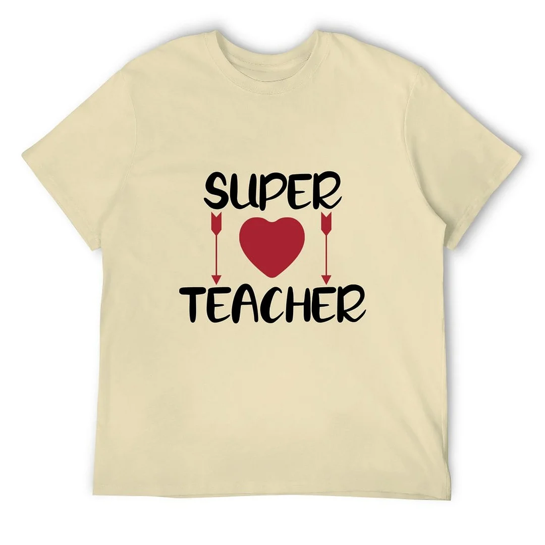 Women plus size clothing Printed Unisex Short Sleeve Cotton T-shirt for Men and Women Pattern Super teacher-Nordswear