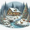 Christmas Cottage-11CT Stamped Cross Stitch 40*40cm/15.75*15.75in tapestrymarket