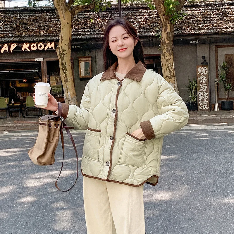 Woherb Large Size Women's Wear Temperament Casual Warm Down Cotton Clothes Autumn And Winter New Fat Mm Cover Meat Show Thin Color Chic Coat-Outfit Ideas