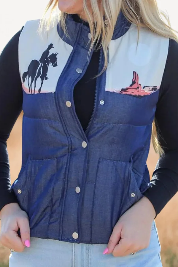 Western Print Graphic Vest