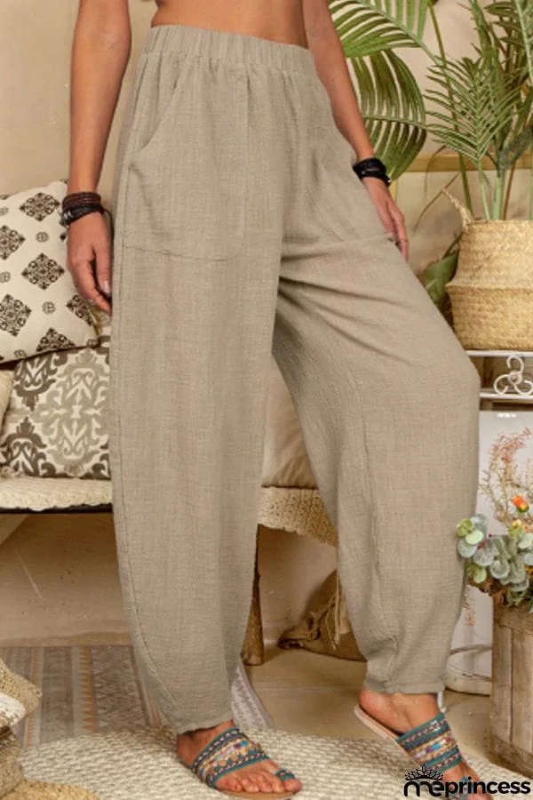 Women's Pure Color Casual Cotton Pants