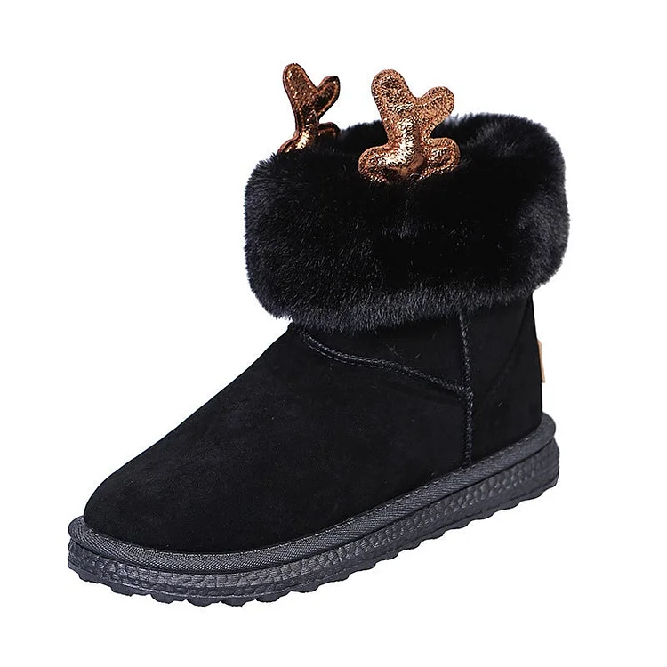 Christmas Antlers In The Snow Booties For Women