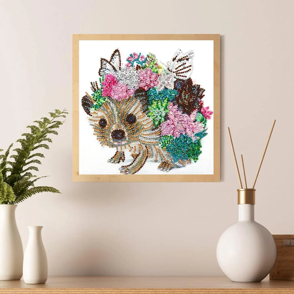 Diamond Painting - Special Shaped Drill - Flower Hedgehog(30*30cm)