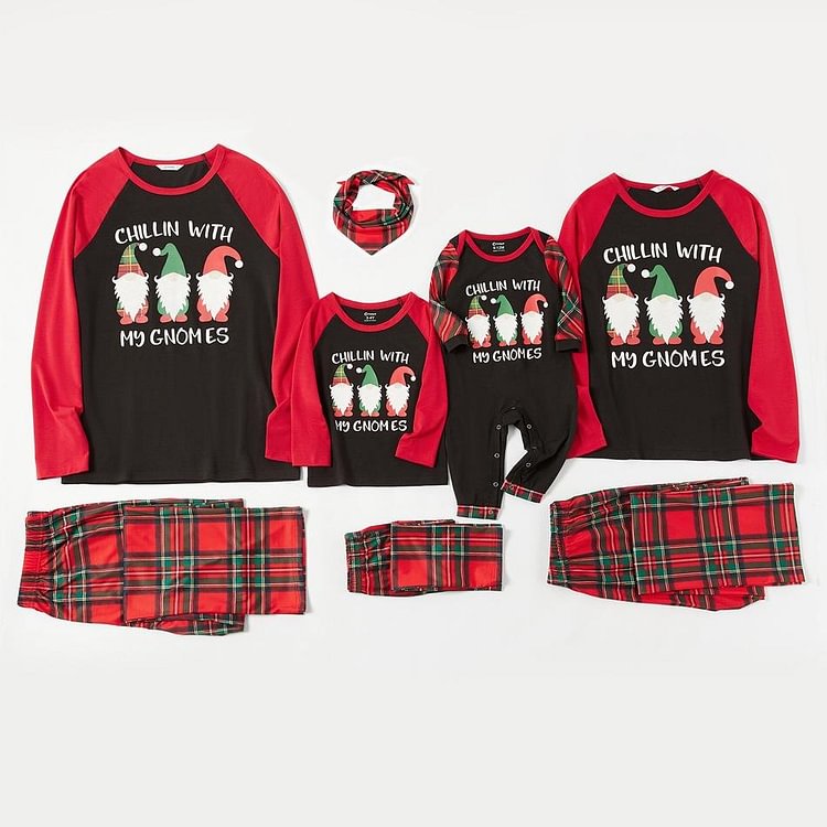Mosaic Family Matching Chillin With My Gnomes Christmas Pajamas Sets (Flame Resistant)(Boy&Girls&Women&Men)