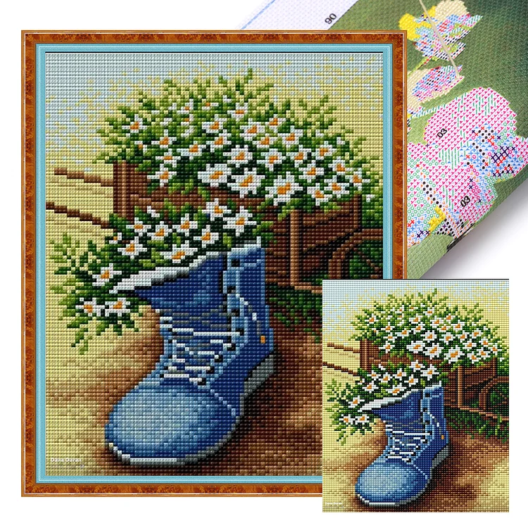 Daisy Boots (40*50cm) 11CT Stamped Cross Stitch gbfke