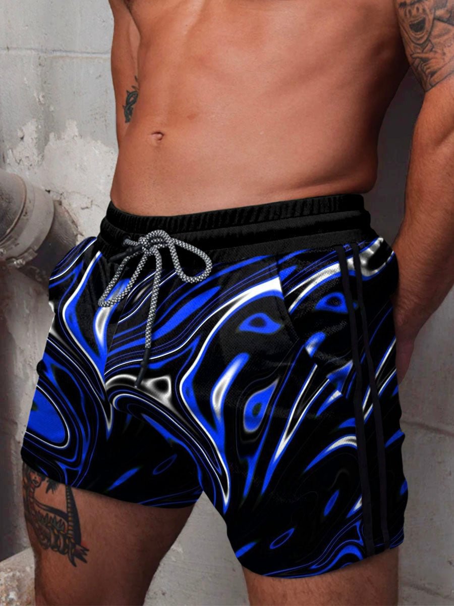 Abstract Printing Swimsuit Shorts
