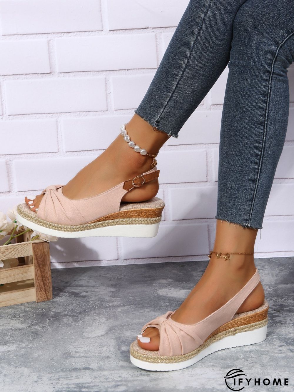 Bow Weave Fish Mouth Wedge Sandals | IFYHOME